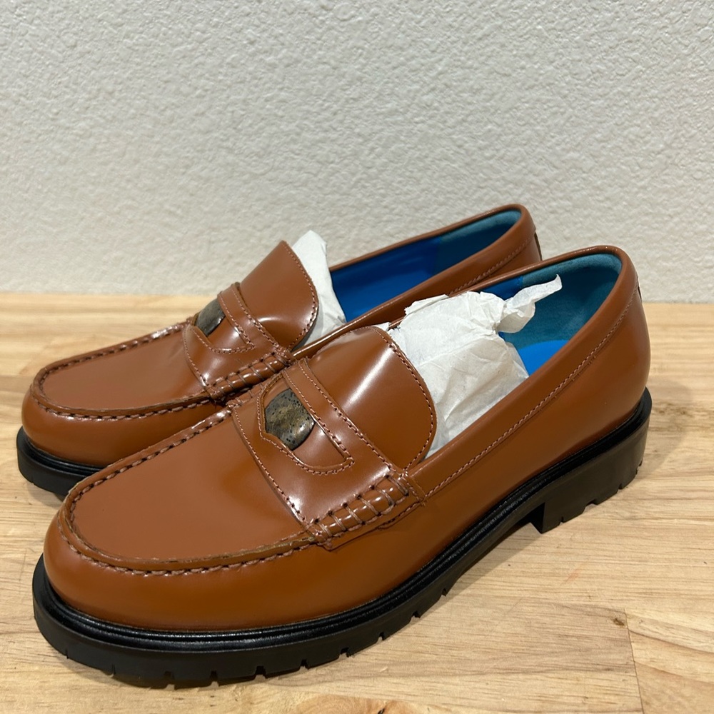Free People Liv Penny Loafer Bronze Women SZ 37 (7 US) NIB